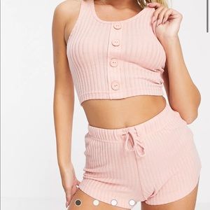 Brave Soul naomi rib lounge set with tank and shorts